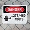Signmission 277 480 Volts Danger Sign, Plastic, 10in W x 7in L, 2PK OS-2PACK-DS-P-710-L-1010 - alternate 5